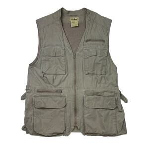 L.L. Bean Women's Sleeveless Vented Vest Jacket Large Beige Hunt Fish